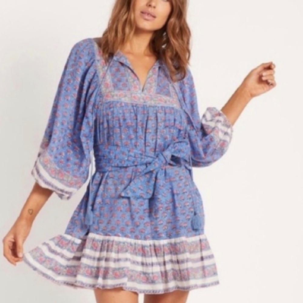 CLEOBELLA India Lotus Blue Floral Mini Dress